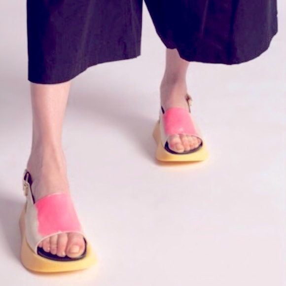 Marni Leather Beige/Hot Pink/Black Sandals, 39/8.5 - Picture 1 of 15